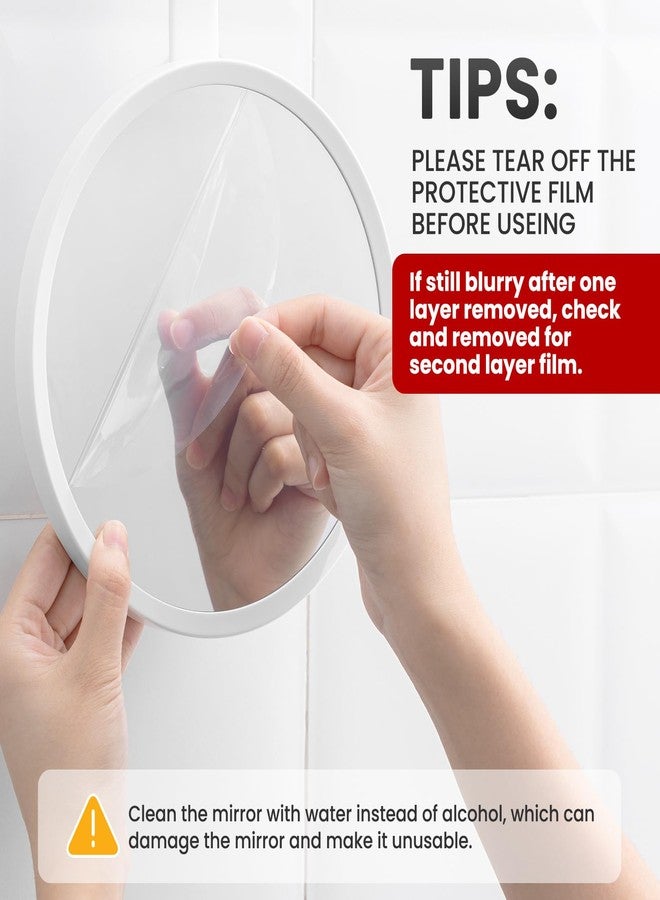 تايلي مرآة استحمام TAILI مقاومة للضباب للحلاقة، مرآة سيليكون معلقة مقاومة للضباب للسفر والتخييم، إكسسوارات استحمام، إكسسوارات حمام، غير قابلة للكسر - هدايا للرجال والنساء، أبيض - Image 2